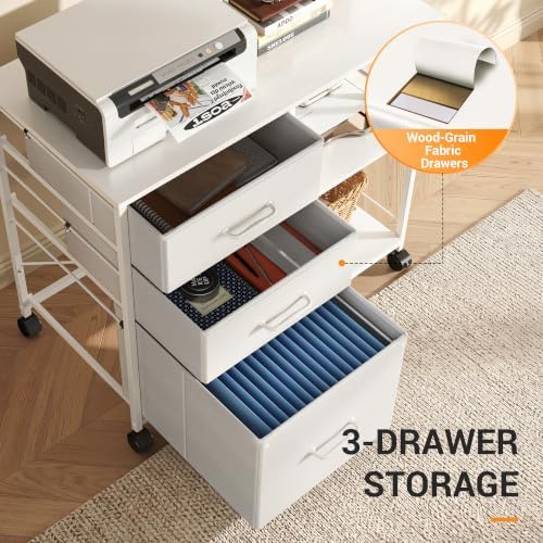 DEVAISE 3 Drawer Mobile File Cabinet, Fabric Lateral Filing Cabinet - Image 4