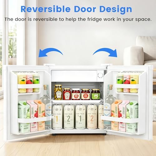 Antarctic Star Mini Fridge, Rated 1.6 cu.ft, Small Upright Refrigerator with Removable Shelves, 7 Adjustable Thermostat, Low Noise for Bedroom/Apartment/Office,White - Image 4