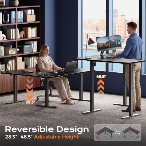 Huuger 63 x 55 Inch L Shaped Standing Desk with Power Outlets - Image 4