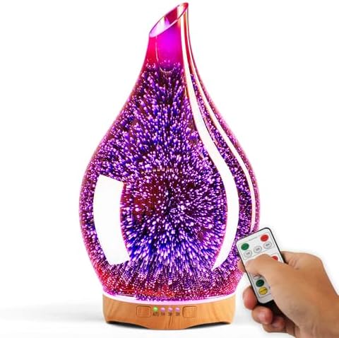 Porseme 280ml Remote Essential Oil Diffuser 3D Glass Ultrasonic Mist 7H by Porseme