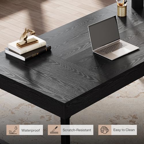 Tribesigns 55" Industrial Executive Desk for Home Office, Rustic Simple Computer Laptop Desk with Strong Metal Legs, Study Writing Table Business Workstation, Small Conference Table Black - Image 5