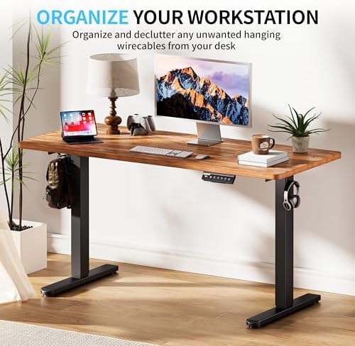 BIZUM Electric Standing Desk, 55x24 inches Height Adjustable Desk, Sit to Stand Desks Memory Gaming Computer Workstation for Home Office, Light Rustic Brown - Image 3