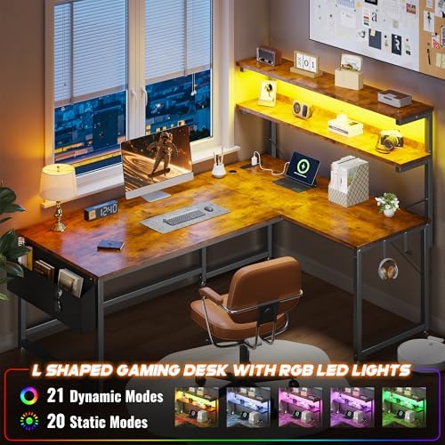 DurayLoly Computer Desk with Storage Shelf,Side Bag,Hook for Home Office - Image 5