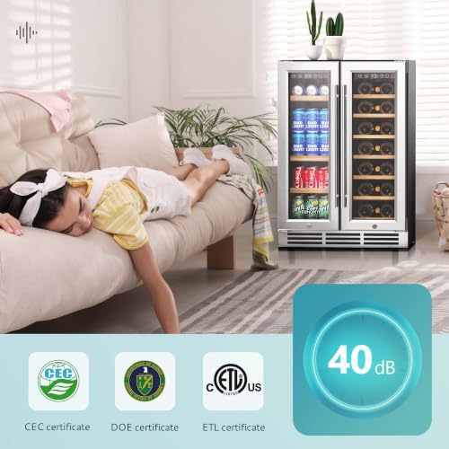 EUHOMY 24 Inch Wine and Beverage Refrigerator, Dual Zone Wine Cooler - Image 5