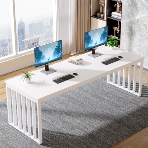Tribesigns 78.74" Extra Long Computer Desk 2 Person Desk, Double Long Table with Heavy Duty Metal Frame, Double Workstation Study Table for Home Office (Without Chair) (White) - Image 5