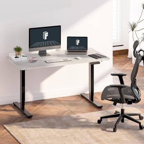 FLEXISPOT E6 3-Stage Dual Motor Electric Standing Desk 55 x 28 Sit Stand Up Desk, Holds 220 lbs, Adjustable Height w/Memory Presets, One-Piece Marble Grey Desktop & Black Frame, Ships in 2 Boxes - Image 2