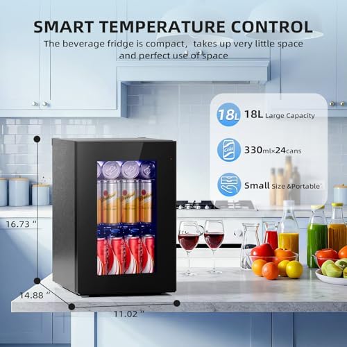Antarctic Star 18L Beverage Refrigerator Cooler 24Can, Mini Fridge with Quiet Compressor, LED Light,Freestanding Small Fridge with Electronic Temperature Control for Home and Bar(40-61 ℉) - Image 2