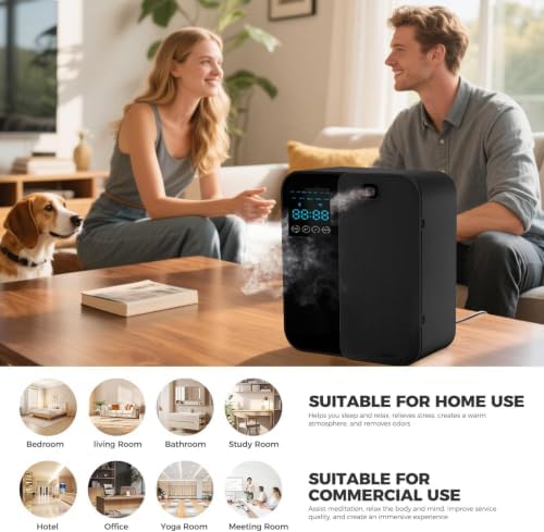 Waterless Scent Diffuser, WiFi Bluetooth App Controlled Fragrance Machine with LED Display, Timer, Adjustable Output for Home, Office, Hotel Lobby and Reception(Black) - Image 6