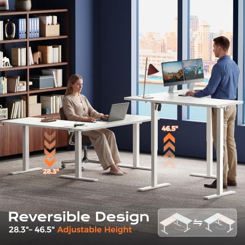 Huuger 63 x 55 Inch L Shaped Standing Desk with Power Outlets - Image 4