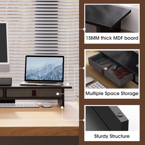 Fenge 35 Inch Monitor Stand with Drawer Storage, Computer Riser for Desk - Image 3