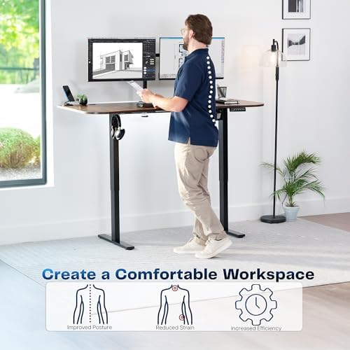 VIVO Rustic Vintage Brown 63 x 32 in Standing Desk, DESK-KIT-1B1N - Image 4