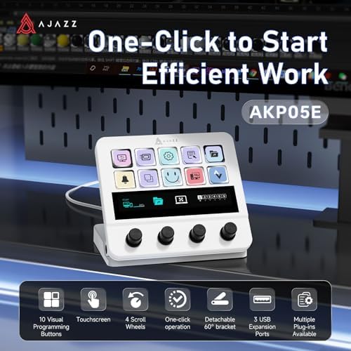AJAZZ Macro Keypad Stream Controller Deck Gaming Streaming Shortcut Keyboard, 10-Key LCD Programmable Visual AI Touchpad with 4 Rotary Knobs for YouTube, Desk Office Setup, Laptop, PC, Mac - Image 2