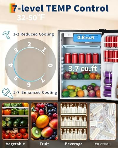 Garvee 4.5 Cu.Ft Mini Fridge with Freezer, Quiet Compact Refrigerator with Adjustable Thermostat, Energy Efficient Small Refrigerator for Bedroom, Office, Dorm - Image 3
