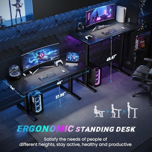 SIAGO Electric Standing Desk Adjustable - 48 x 24 Inch Sit Stand up Desk with Cable Management - 3 Memory Preset Adjustable Height Table - Image 6