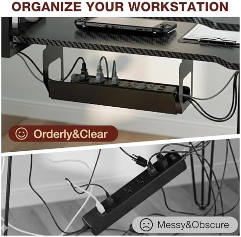 Acrolix 59" L Shaped Standing Desk with Shelves Keyboard Tray,Black Carbon - Image 5