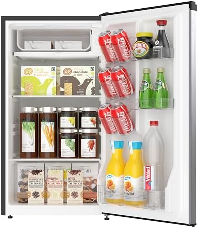 ARCTIC CHEF Mini Refrigerator, Compact Freezer Compartment, Adjustable Thermostat Control, Reversible Door, Ideal Fridge for Dorm, Office, Apartment, Platinum Stainless, 3.2 Cubic Feet - Image 5