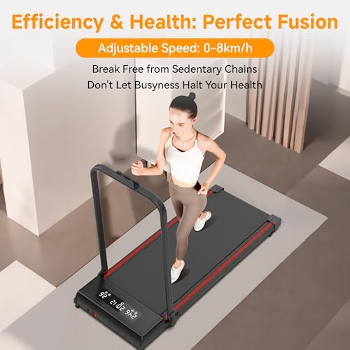 Under Desk Walking Pad with Removable Handle Bar for Home 2.0HP Treadmills for Home Small Space LED Display Electric Mini Portable Walking Pad 0.6-6.2MPH 330LBS Capacity Compact Walking Pad - Image 3