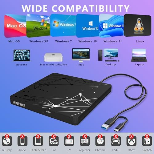 External CD/DVD Drive for Laptop,USB 3.0 CD Burner/DVD Player - Image 6