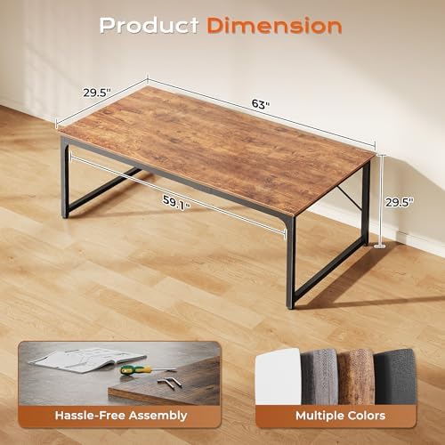 PRAISUN 63 X 29.5 Inch Computer Desk with Deeper Desktop - Image 3