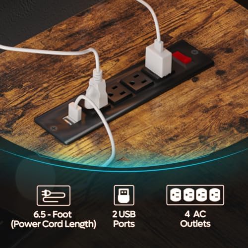 Bestier 42-Inch L-Shaped Gaming Desk with Charging & LED, Rustic Brown - Image 5