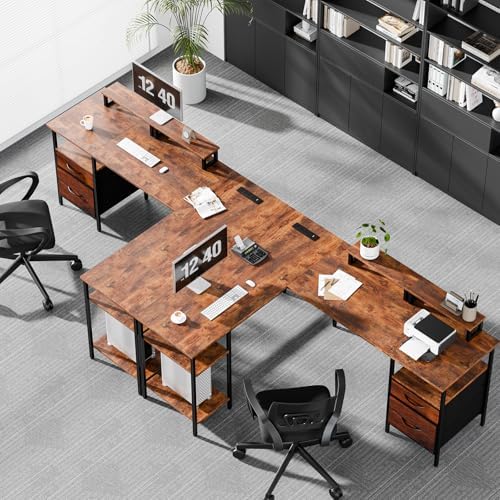 DUMOS 62 Inch L Shaped Computer Desk with Charging Station - Image 2