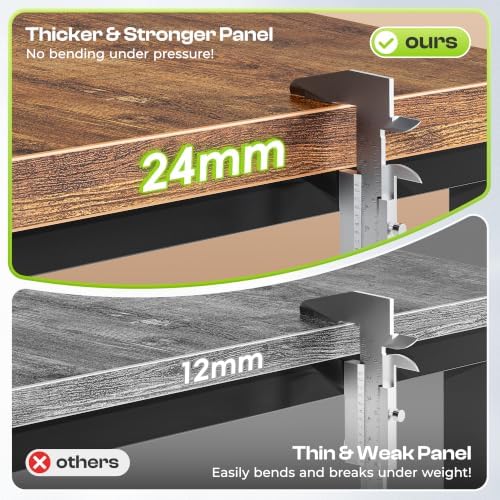 PRAISUN 63 x 24 Inch Computer Desk, 0.95'' Thicker, Duty, Rustic Brown - Image 5