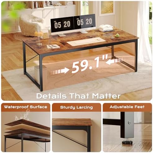PRAISUN 63 X 29.5 Inch Computer Desk with Deeper Desktop - Image 6