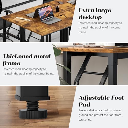 Need Office Computer Desk 35.8 Inch Sturdy Folding Laptop Table Retro - Image 4