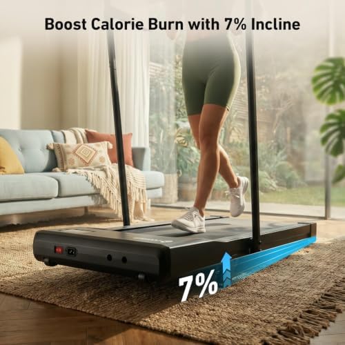 DeerRun Walking Pad Treadmill with Incline & Handle Bar - Image 2