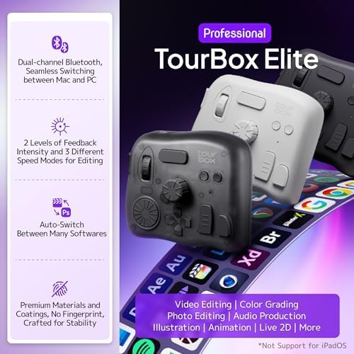 TOUR BOX Elite Editing Controller, Wireless Pro Creative Console, Black - Image 2