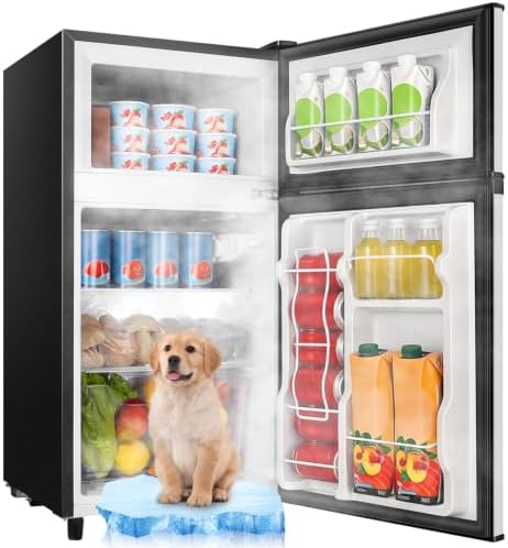 WANAI 100L Silver Mini Fridge With Freezer Compact Refrigerator for Dorm by WANAI%C2%AE