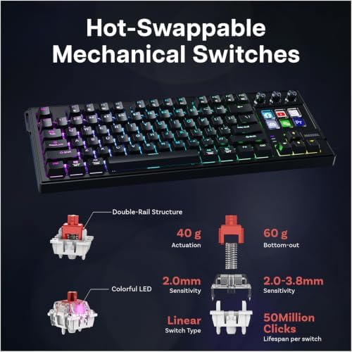 MMOBIEL Mechanical Keyboard for Stream Deck QWERTY Hot-Swappable RGB Keyboard with 6 Programmable LCD Macro Keys & 3 Control Dials for OBS, Streaming, Editing, Productivity – for Windows/macOS - Image 4
