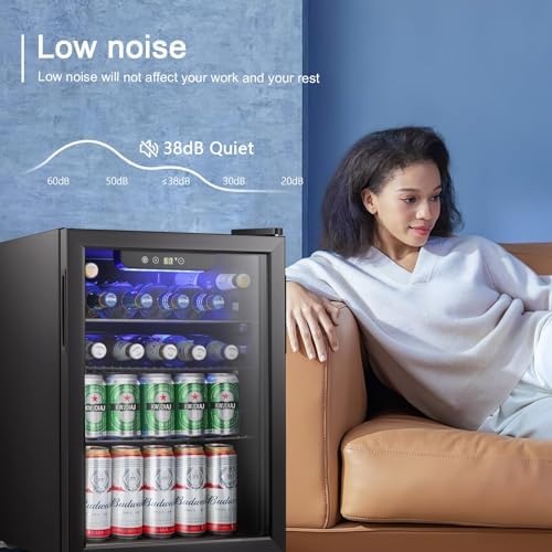 Antarctic Star Beverage Refrigerator Cooler-85 Can Mini Fridge Glass Door for Soda Beer Wine Stainless Steel Glass Door Small Drink Dispenser Digital Display for Home, Office Bar,2.6cu.ft - Image 5