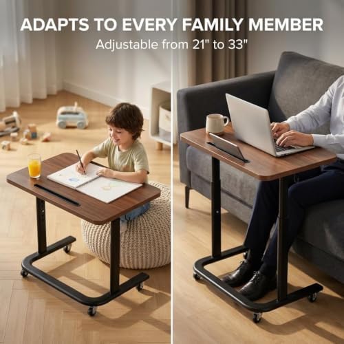 BUYIFY Height Adjustable TV Tray Table with Wheels for Couch or Sofa - Image 3