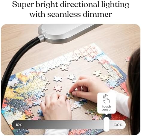 Brightech Litespan Slim LED Floor Reading Lamp with Adjustable Gooseneck for Living Rooms & Offices, Dimmable Standing Lamp for Bedroom - Silver - Image 4
