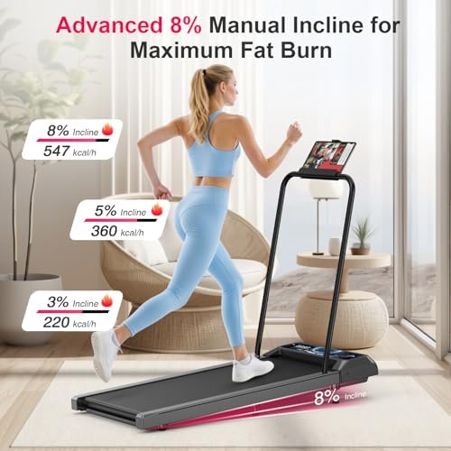 Under Desk Treadmill with Incline and Handlebar | Compact Treadmill，Perfect for Running, Walking & Under-Desk Use，Quiet Operation for Home or Office - Image 2