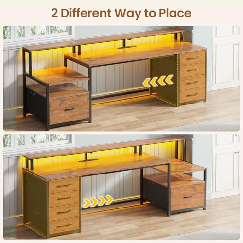 SEDETA 66'' Computer Desk with 5 Drawer, Power Outlet for Home Office - Image 5