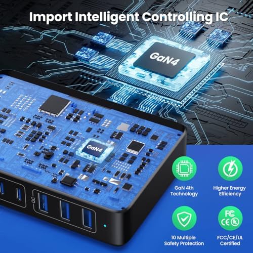 USB C Charger 300W USB C Charger Block,Upgraded GaN IV 8-Port Fast Charging Station Hub,PD 100W Laptop Charging Adapter Compatible with MacBook Pro/Air,DELL,Steam Deck,iPhone 16/15/14,Galaxy S23/22 - Image 3