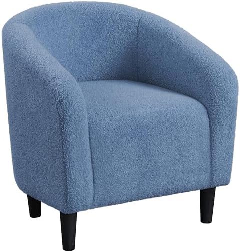 Yaheetech Small 25.5in Wide Sherpa Barrel Accent Chair for Bedroom, Blue by Yaheetech