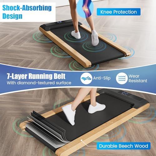 GYMAX Walking Pad, 2.25HP Under Desk Treadmill w/Smart App Control, LED Display & 7-Layer Running Belt, 0.6-3.8 MPH Compact Mini Treadmill for Office & Home, Portable Pad for Small Space - Image 5