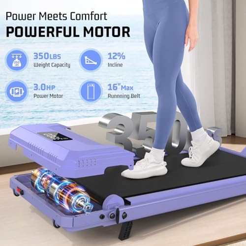 FUNMILY Upgrade Walking Pad Folding Treadmill with 12%/15% Incline & Handle Bar, 3.5HP Foldable Under Desk Compact Treadmills for Home/Office/Gym, 400+lb Capacity, Shock Absorption - Image 6
