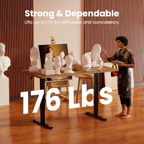 ErGear Height Adjustable Electric Standing Desk, 48 x 24 Inches Sit Stand up Desk, Memory Computer Home Office Desk, Vintage Brown - Image 4