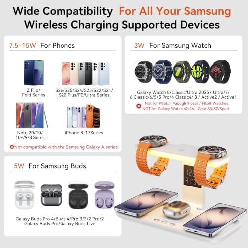 7 in 1 Wireless Charging Station for Samsung Galaxy Dual Watch Charger - Image 6