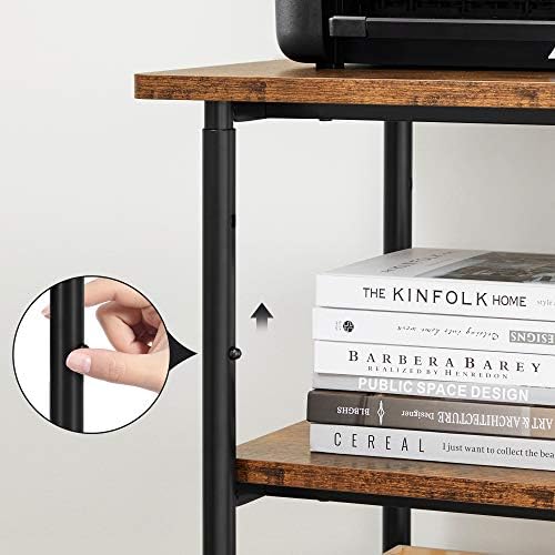 VASAGLE 3-Tier Printer Stand with Locking Wheels, Under Desk Printer Table - Image 3