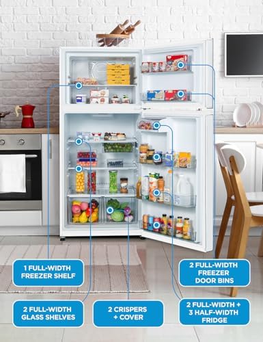 Commercial Cool 18 Cu. Ft. Top Mount Refrigerator with Freezer, 2-Door Refrigerator with Top Freezer and Adjustable Temperature Control, Ice Maker Ready, Energy Star Certified, White - Image 4