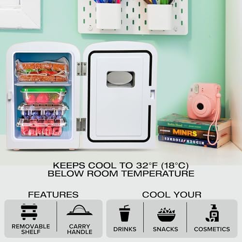 Koolatron Mini Fridge - 6 Can Refrigerator for Bedroom Office, Portable Table Top Beverage Cooler, 12V 110V Refrigerador For Drinks, Soda, Wine, Use In Car, Dorm, Outdoor, Patio - Image 2