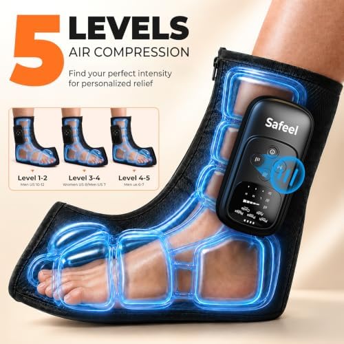 4-in-1 Air Compression Foot Massager with Heat (Fit Size 5-12), Single - Image 4