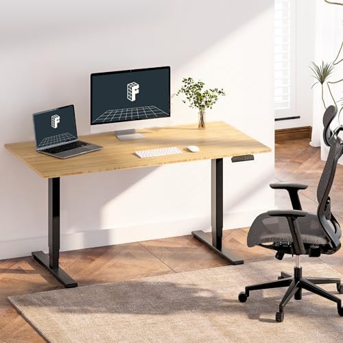 FlexiSpot E6 Bamboo 3-Stage Dual Motor 60 x 30 Electric Standing Desk Sit Stand Up Desk, Holds 220 lbs, Adjustable Height w/ Memory Presets, Solid Bamboo Desktop & Black Frame, Ships in 2 Boxes - Image 2