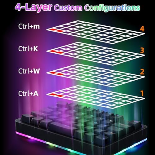 Koolertron One-Handed Mechanical Keyboard, 39 Macro Keys, RGB Backlit - Image 4