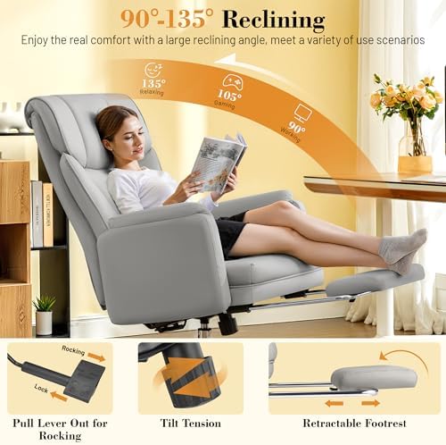 FelixKing Office Chair, Flip Armrests for Pets Criss Cross Legged,Gray - Image 5